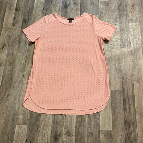 Adrianna Papell Light Pink Dotted Short Sleeve Blouse Size Large - Picture 1 of 6